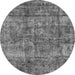 Round Machine Washable Oriental Gray Industrial Rug, wshurb1846gry