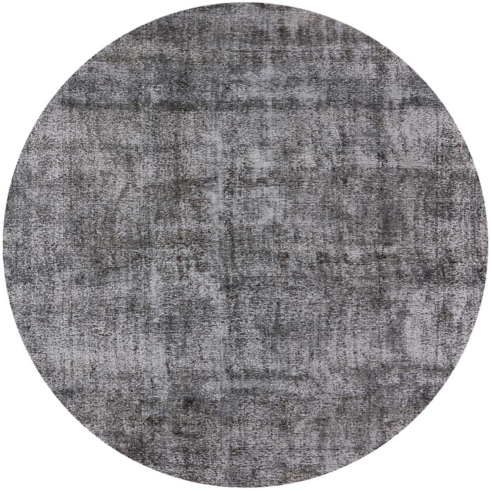 Round Machine Washable Industrial Modern Gray Rug, wshurb1846