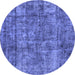 Round Oriental Blue Industrial Rug, urb1846blu