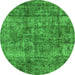 Round Oriental Green Industrial Rug, urb1846grn