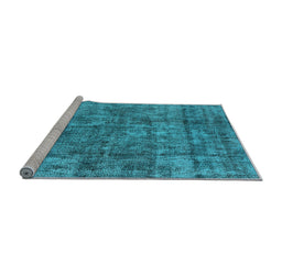 Sideview of Machine Washable Oriental Light Blue Industrial Rug, wshurb1846lblu