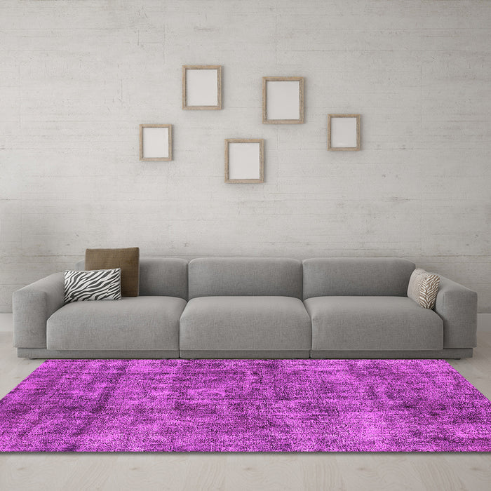 Machine Washable Oriental Pink Industrial Rug in a Living Room, wshurb1846pnk