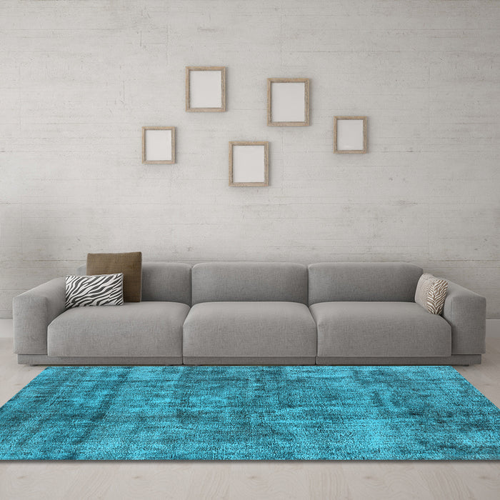 Machine Washable Oriental Light Blue Industrial Rug in a Living Room, wshurb1846lblu