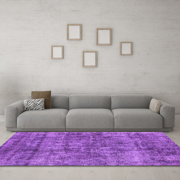 Machine Washable Oriental Purple Industrial Area Rugs in a Living Room, wshurb1846pur