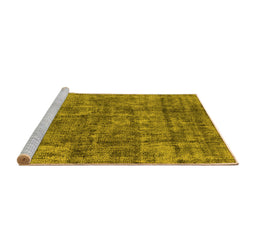Sideview of Machine Washable Oriental Yellow Industrial Rug, wshurb1846yw