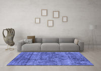 Machine Washable Oriental Blue Industrial Rug, wshurb1846blu