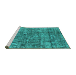 Sideview of Machine Washable Oriental Turquoise Industrial Area Rugs, wshurb1846turq