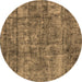 Round Oriental Brown Industrial Rug, urb1846brn