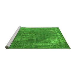 Sideview of Machine Washable Oriental Green Industrial Area Rugs, wshurb1847grn