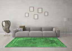 Machine Washable Oriental Emerald Green Industrial Area Rugs in a Living Room,, wshurb1847emgrn