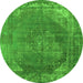 Round Oriental Green Industrial Rug, urb1847grn