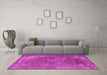 Machine Washable Oriental Pink Industrial Rug in a Living Room, wshurb1847pnk