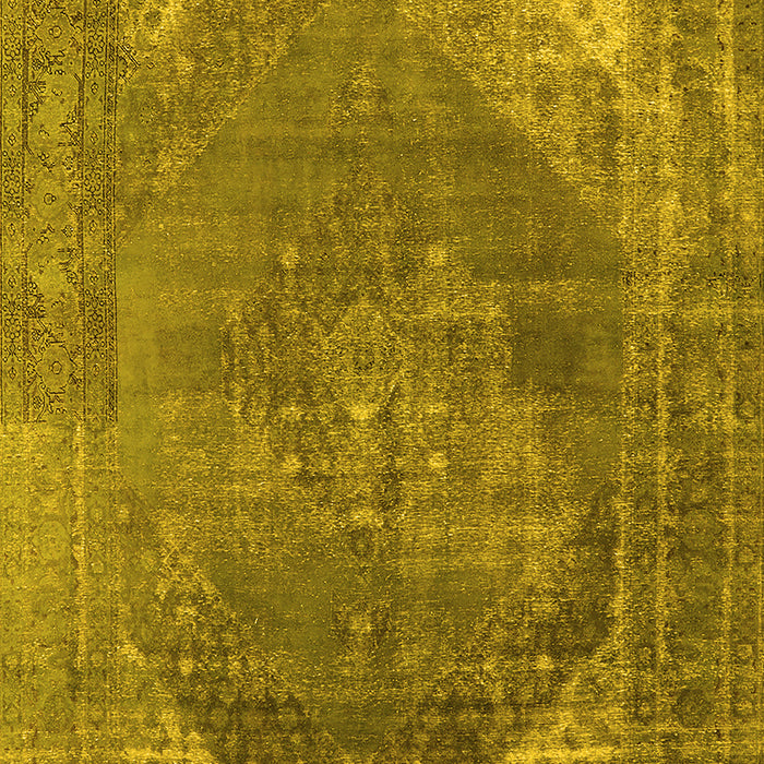 Machine Washable Oriental Yellow Industrial Rug, wshurb1847yw