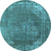 Round Oriental Light Blue Industrial Rug, urb1847lblu