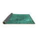 Sideview of Oriental Turquoise Industrial Rug, urb1847turq