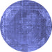 Round Oriental Blue Industrial Rug, urb1847blu