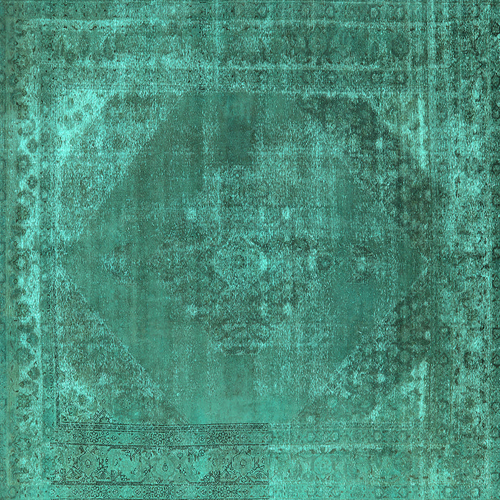 Square Oriental Turquoise Industrial Rug, urb1847turq
