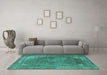 Machine Washable Oriental Turquoise Industrial Area Rugs in a Living Room,, wshurb1847turq