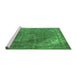 Sideview of Machine Washable Oriental Emerald Green Industrial Area Rugs, wshurb1847emgrn