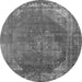 Round Machine Washable Oriental Gray Industrial Rug, wshurb1847gry