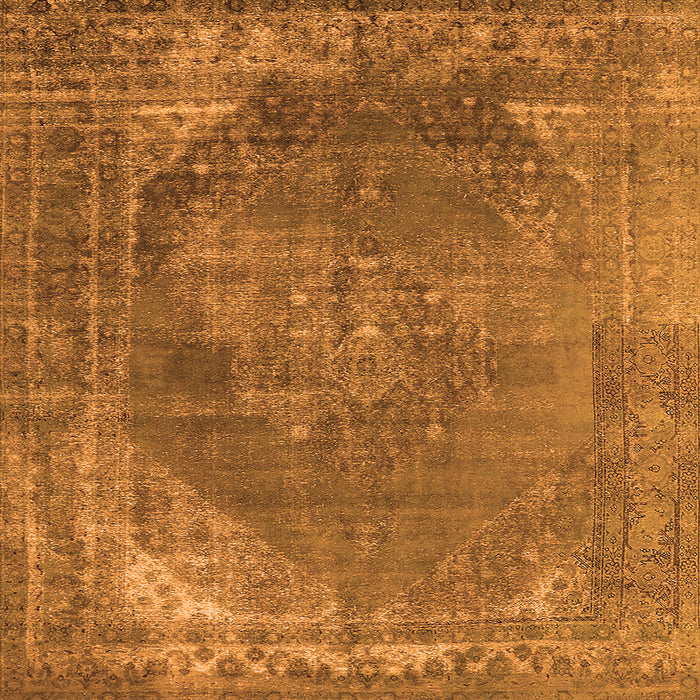 Square Machine Washable Oriental Orange Industrial Area Rugs, wshurb1847org