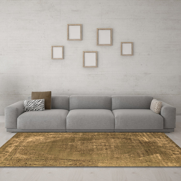 Machine Washable Oriental Brown Industrial Rug in a Living Room,, wshurb1847brn