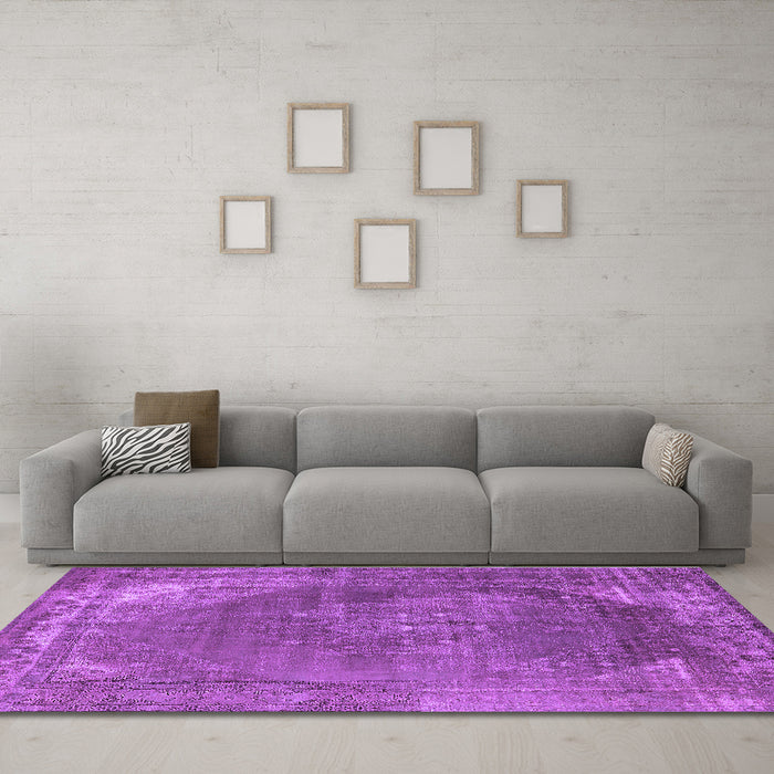 Machine Washable Oriental Purple Industrial Area Rugs in a Living Room, wshurb1847pur