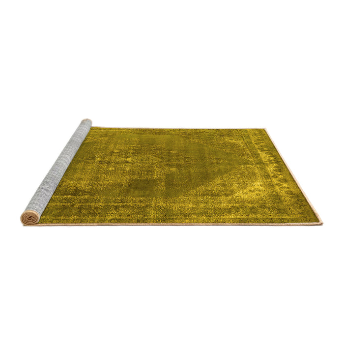 Sideview of Machine Washable Oriental Yellow Industrial Rug, wshurb1847yw