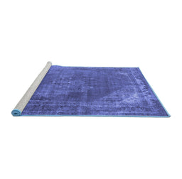 Sideview of Machine Washable Oriental Blue Industrial Rug, wshurb1847blu