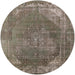 Round Machine Washable Industrial Modern Brown Rug, wshurb1847