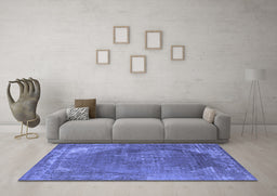 Machine Washable Oriental Blue Industrial Rug in a Living Room, wshurb1847blu