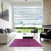Square Machine Washable Industrial Modern Magenta Pink Rug in a Living Room, wshurb1848