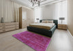 Machine Washable Industrial Modern Magenta Pink Rug in a Bedroom, wshurb1848