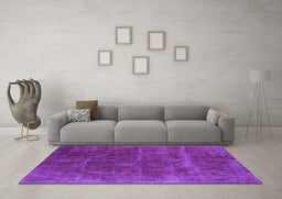 Machine Washable Oriental Purple Industrial Area Rugs in a Living Room, wshurb1848pur