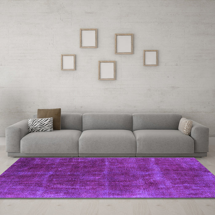 Machine Washable Oriental Purple Industrial Area Rugs in a Living Room, wshurb1848pur