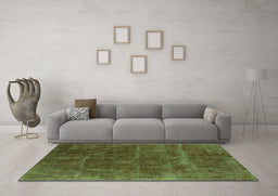 Machine Washable Oriental Green Industrial Area Rugs in a Living Room,, wshurb1848grn