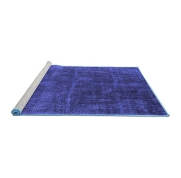 Sideview of Machine Washable Oriental Blue Industrial Rug, wshurb1848blu