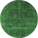 Round Oriental Emerald Green Industrial Rug, urb1848emgrn