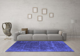 Machine Washable Oriental Blue Industrial Rug in a Living Room, wshurb1848blu