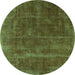 Round Oriental Green Industrial Rug, urb1848grn