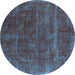 Round Oriental Turquoise Industrial Rug, urb1848turq