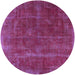 Round Mid-Century Modern Magenta Pink Oriental Rug, urb1848