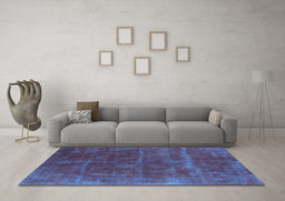 Machine Washable Oriental Light Blue Industrial Rug in a Living Room, wshurb1848lblu