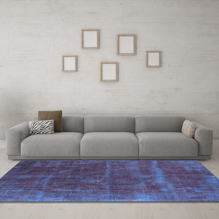 Machine Washable Oriental Light Blue Industrial Rug in a Living Room, wshurb1848lblu