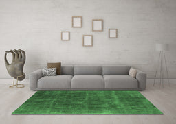 Machine Washable Oriental Emerald Green Industrial Area Rugs in a Living Room,, wshurb1848emgrn