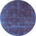 Round Oriental Light Blue Industrial Rug, urb1848lblu