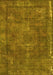 Machine Washable Oriental Yellow Industrial Rug, wshurb1849yw