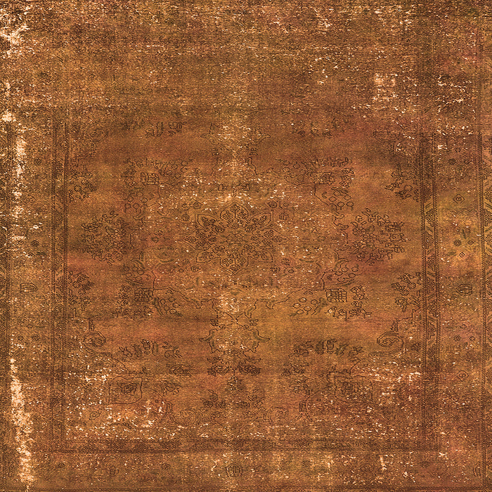 Square Machine Washable Oriental Orange Industrial Area Rugs, wshurb1849org