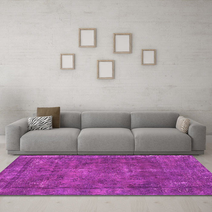 Machine Washable Oriental Pink Industrial Rug in a Living Room, wshurb1849pnk