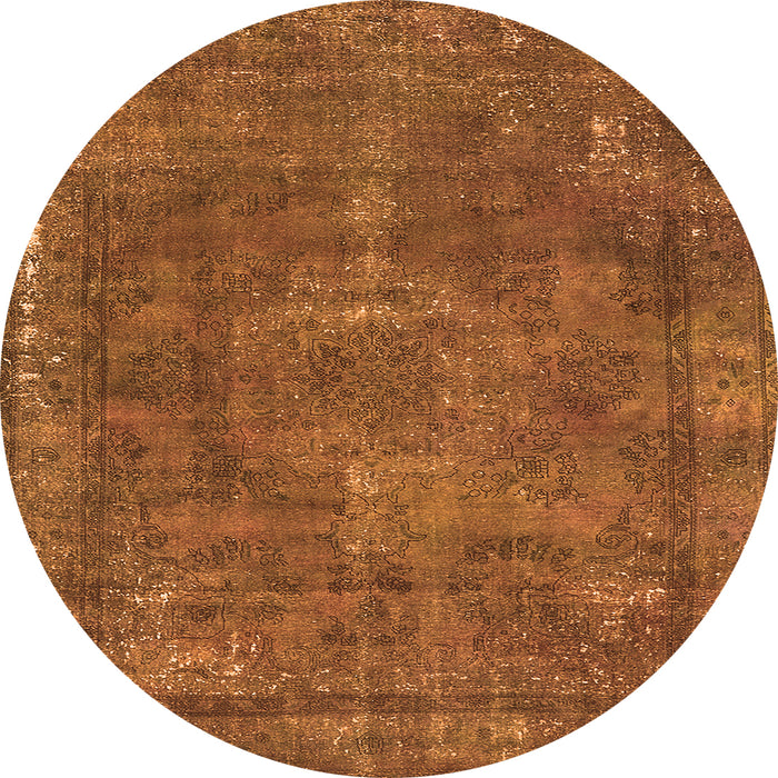 Round Oriental Orange Industrial Rug, urb1849org